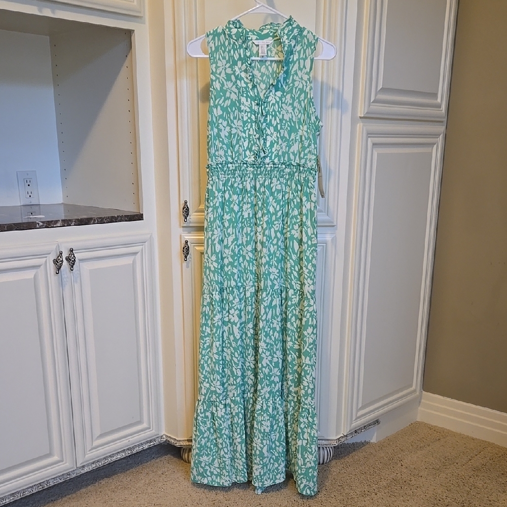 London Times Green and White Floral Dress